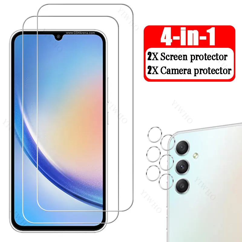 4in1 Camera Lens for Samsung Galaxy A34 SM-A346E Protective Transparent Screen Protectors Film 6.6 Inch Safety for Sumsung A 34