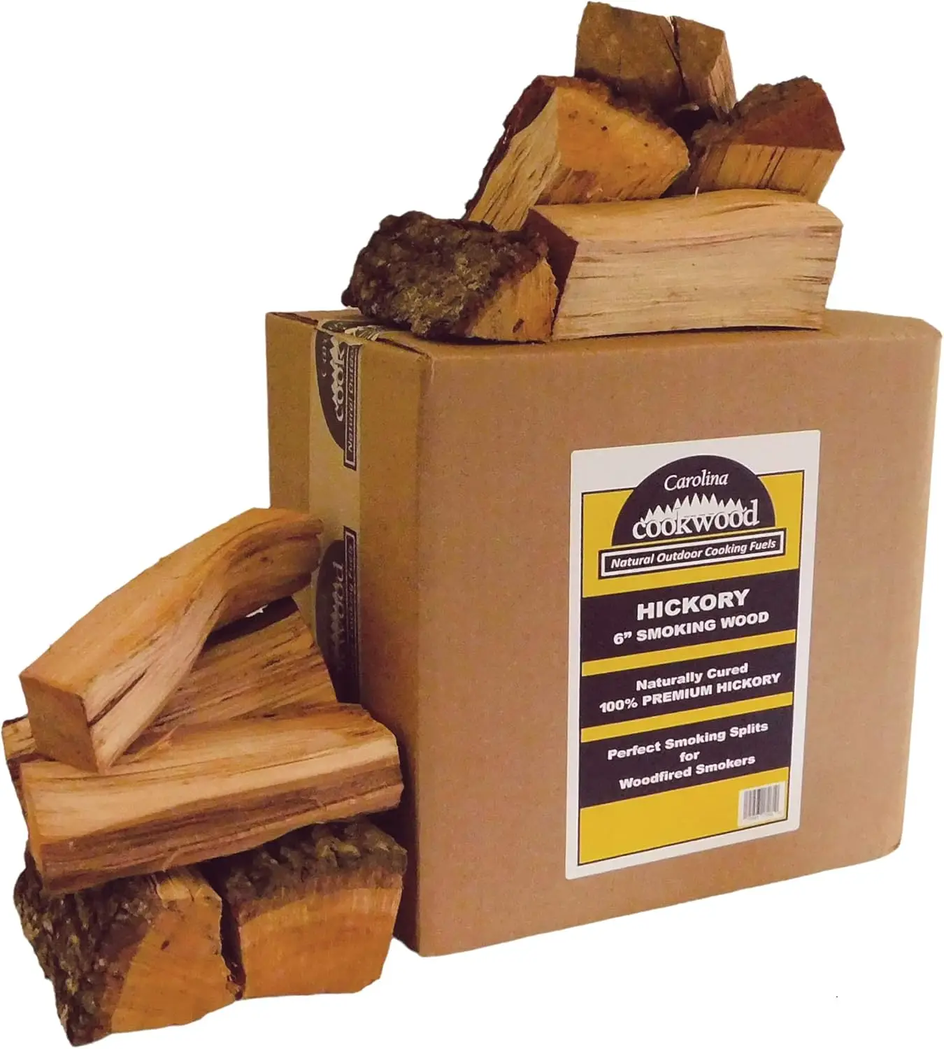 Lenha de Madeira Hickory Naturalmente Curada para Fumantes, Grelhas e Fornos, Toras de 6 Polegadas, Fabricado nos EUA