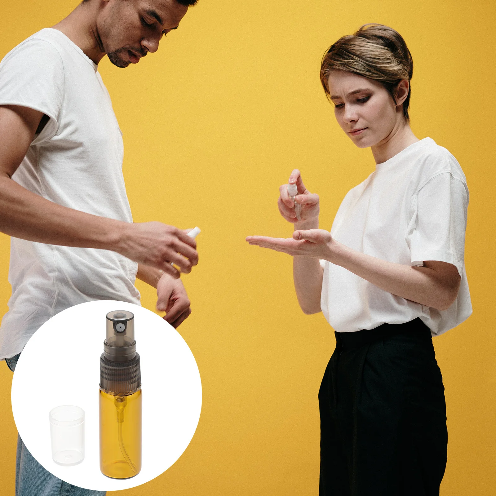 

10Pcs Spray Bottle Brown Tea Color Compact Small Leakproof Glass Perfume Makeup Liquid Dispenser Portable Refillable Mist Bottle