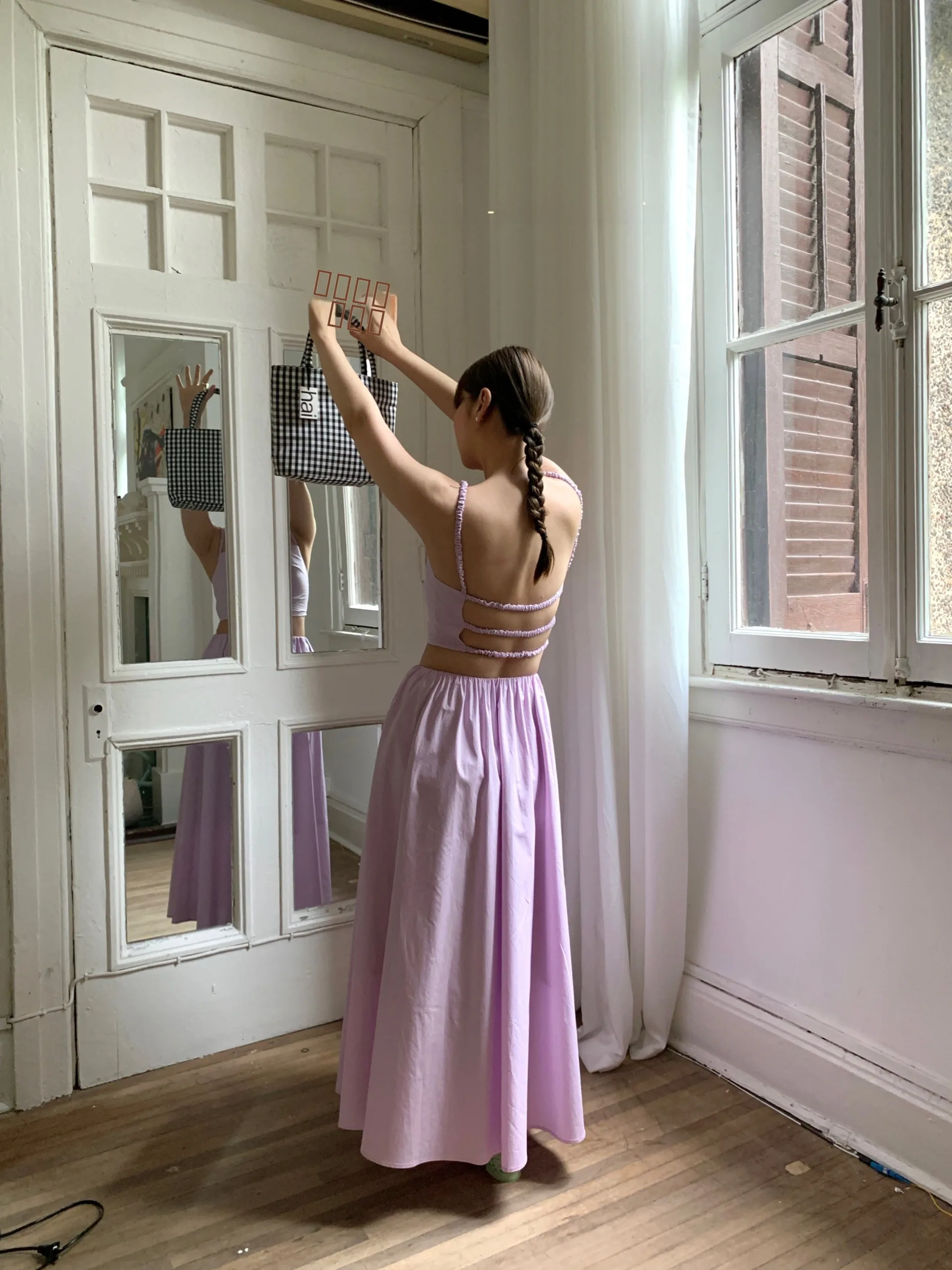 

Модный комплект из двух предметов: укороченный топ на бретельках и длинная юбка А-силуэта, из хлопка, для молодых женщин