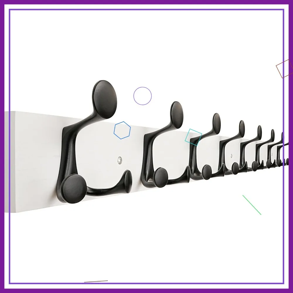 

43-Inch Wall Mount Coat Rack with 8 Triple Hooks, Pack of 2 - Perfect for Entryways, Classrooms & Pet Storage