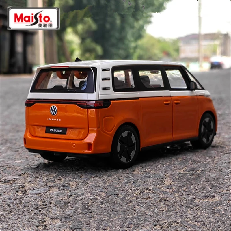 Maisto 1:24 Volkswagen ID BUZZ stop nowy Model autobusu energetycznego odlew metalowy prezenty dla dzieci symulacji Model pojazdów samochodu podróżnego