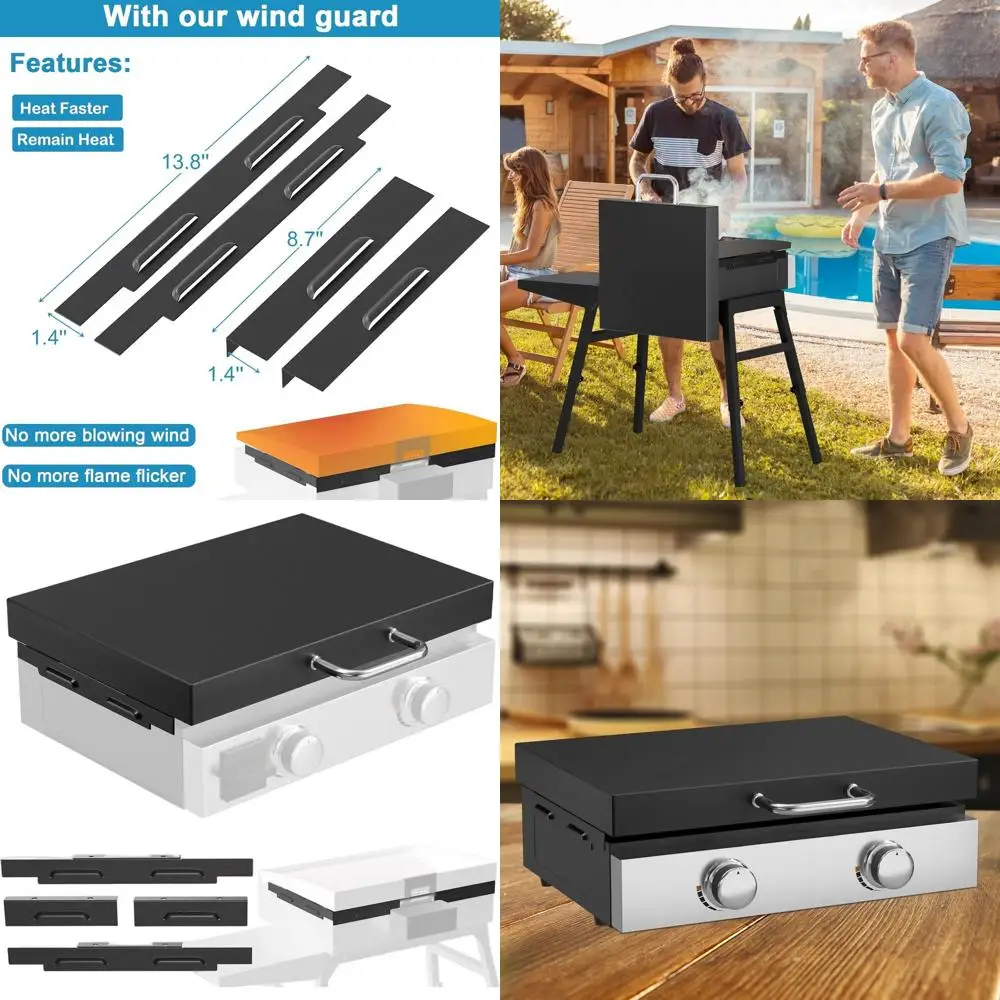 

Stainless Steel Handled 5011 Hard Cover Lid with Wind Guard for 22 Blackstone Flat Top Grill Accessories