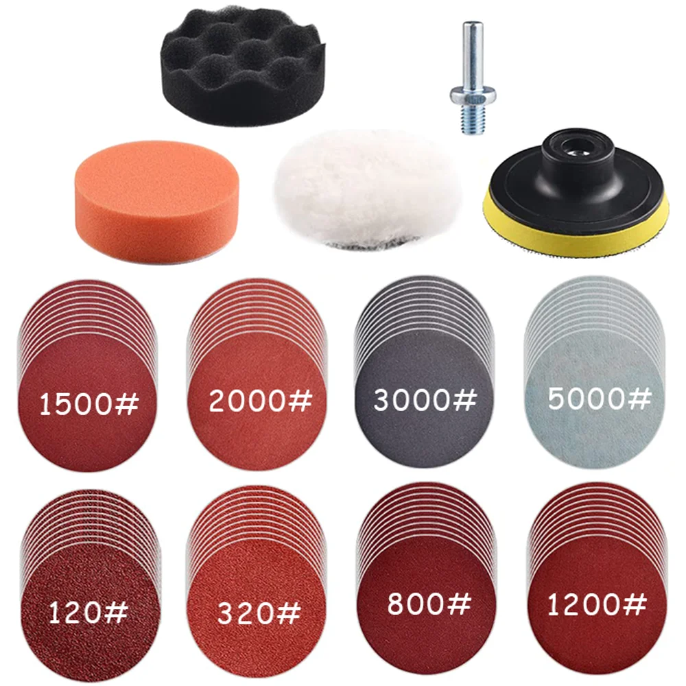 15-65 Stuks Auto Koplamp Reparatie Restauratie Kit 3 Inch 75 Mm Schuurplaat Waxen Spons Schuurpad voor Polijsten En Schuren - afbeelding 2