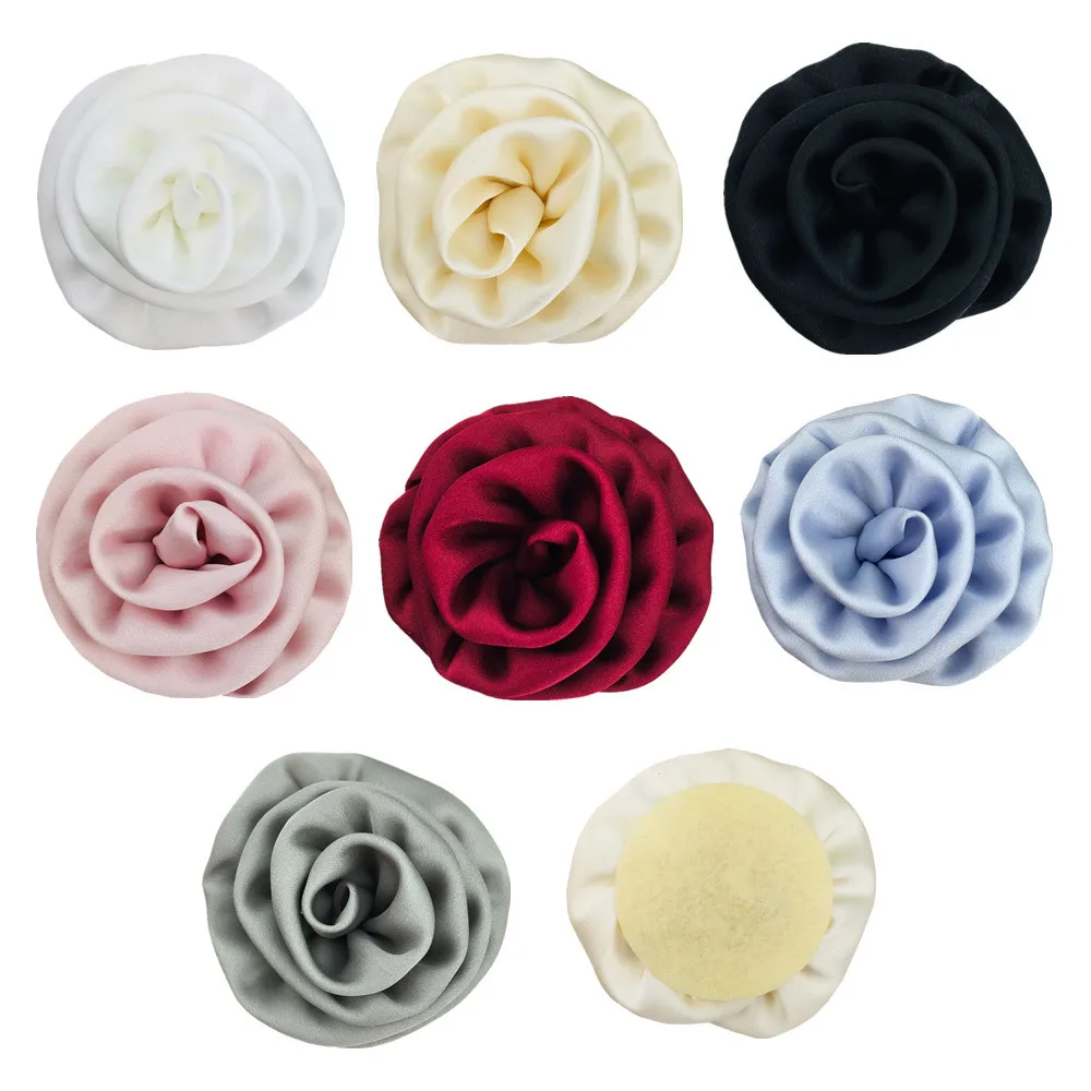 

500Pcs Wholesale 6cm Satin Trumpet Flower High-grade Handmade Rose Flower Can Be Matched with Clothes Hat Bag Shoes Spot Wholesa