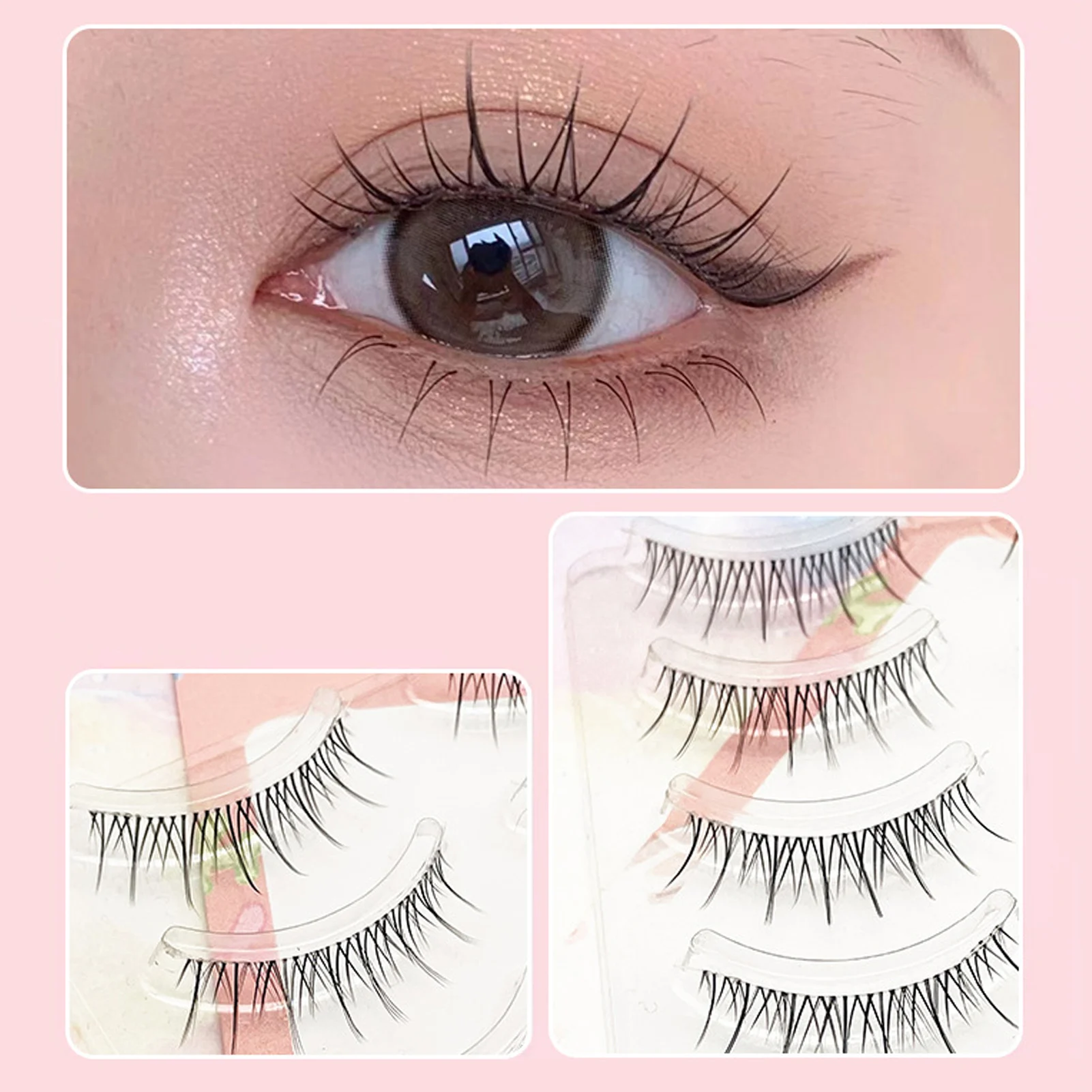 Realistic Curl False Eyelashes Well Bedded Lengthening Wisps Lashes for Women and Young Girls