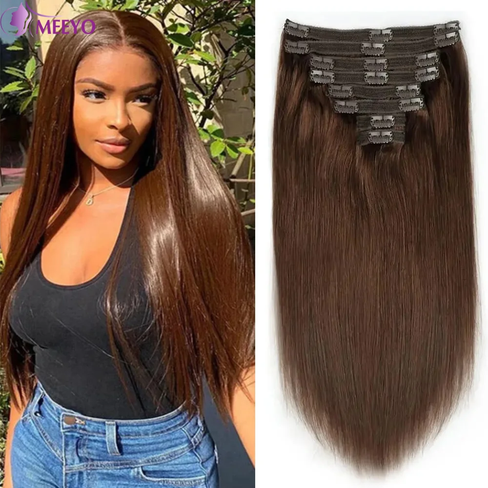 女性用ヘアエクステンション,滑らかなブラジルの人間の髪の毛,厚くて絹のような,柔らかい,茶色,セットあたり120g,#4