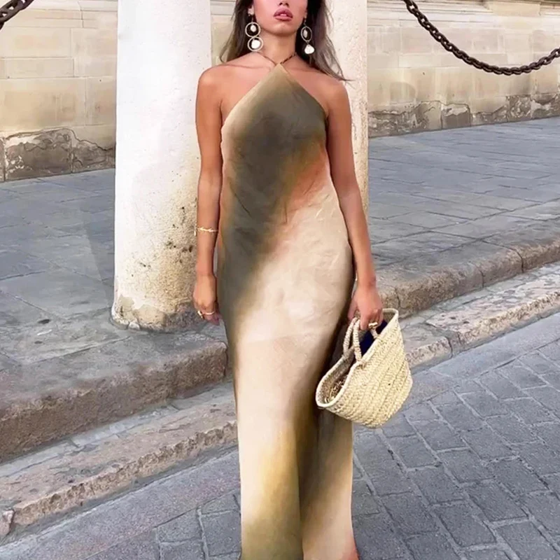 TRAF Női stv dresses 2024 Födémgerenda Választékos Avatás estélyi midi Kötőfék ruhát hölgyek Csináltatás Ujjatlan backless stv dresses