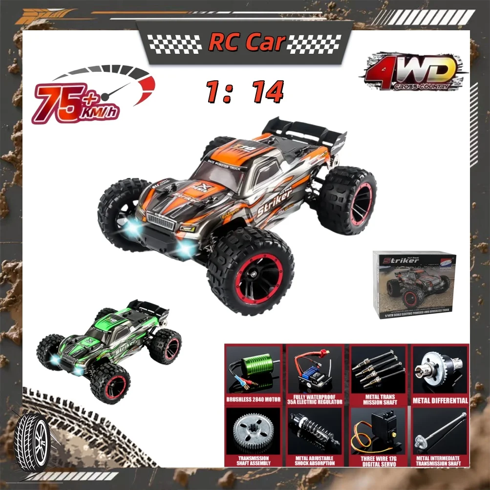

4WD Super Fast RC Car 1:14 70KM/H Brushless High Speed Remote Control Truck 4X4 All Terrain Off Road Buggy Drift Racing Vehicle