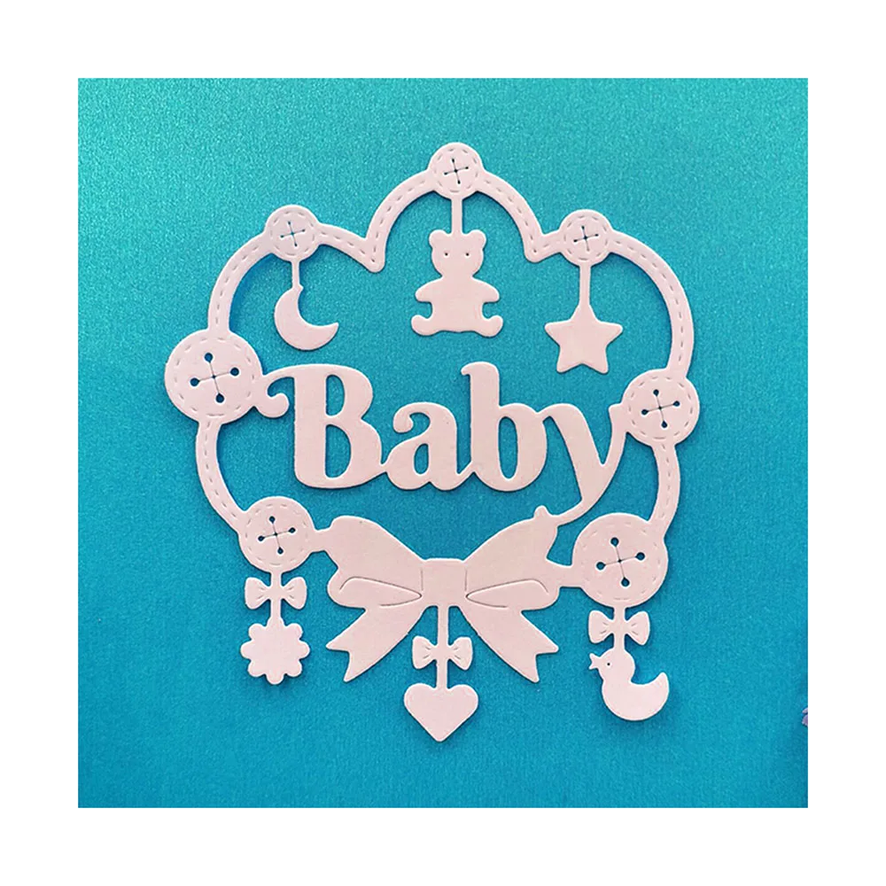 

Metal Cutting Die For Handmade Postcard Cover Hello Baby Pattern Paper Craft Punch Cut Stencil Greeting Card Decorating Supply