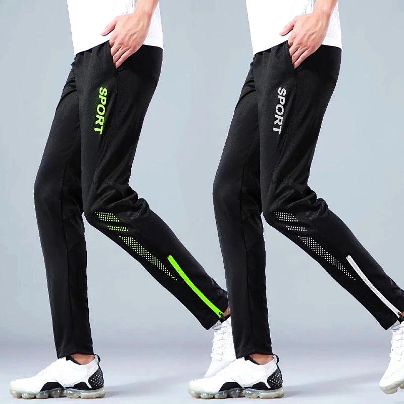 Running Pants for Men Soccer Training Pants With Zipper Pockets Active Jogging Trousers Track Fitness Boys Sports Leggings