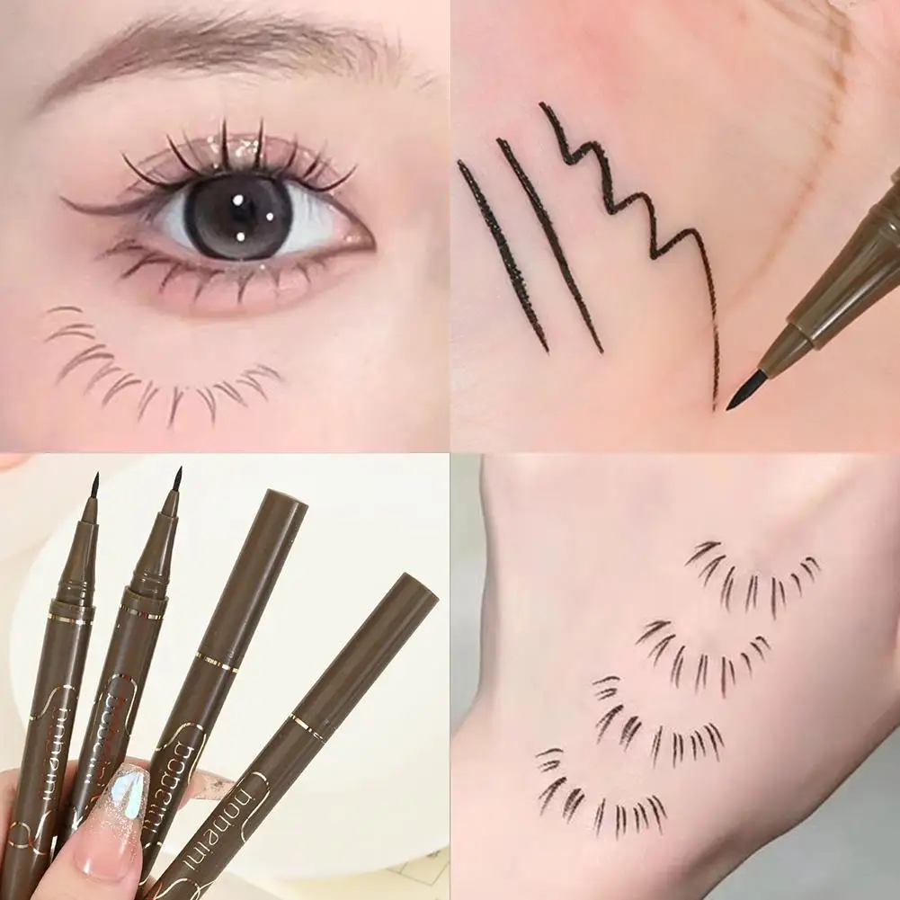 Delineador de ojos líquido negro de larga duración, lápiz delineador de ojos resistente al agua, secado rápido, no florece, delineador de ojos Natural, bolígrafo líquido, herramientas cosméticas