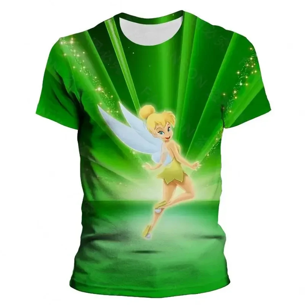 MINISO Boy Girl Kids T-shirts Summer Short Sleeve T Shirt For Men Women Tinker Bell 3D Print Cartoon Anime Children Clothing Tee