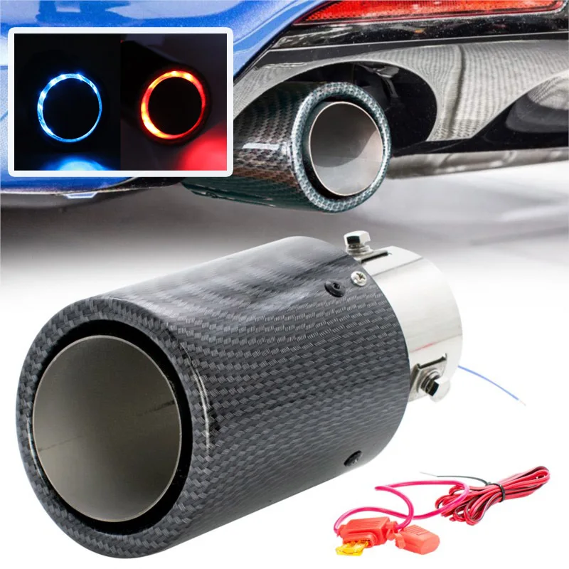 

Car Fiber Muffler Tip Luminous Tail Throat Stainless Silencer Exhaust Pipe Throat Glossy Auto LED Light Sport Modified Universal