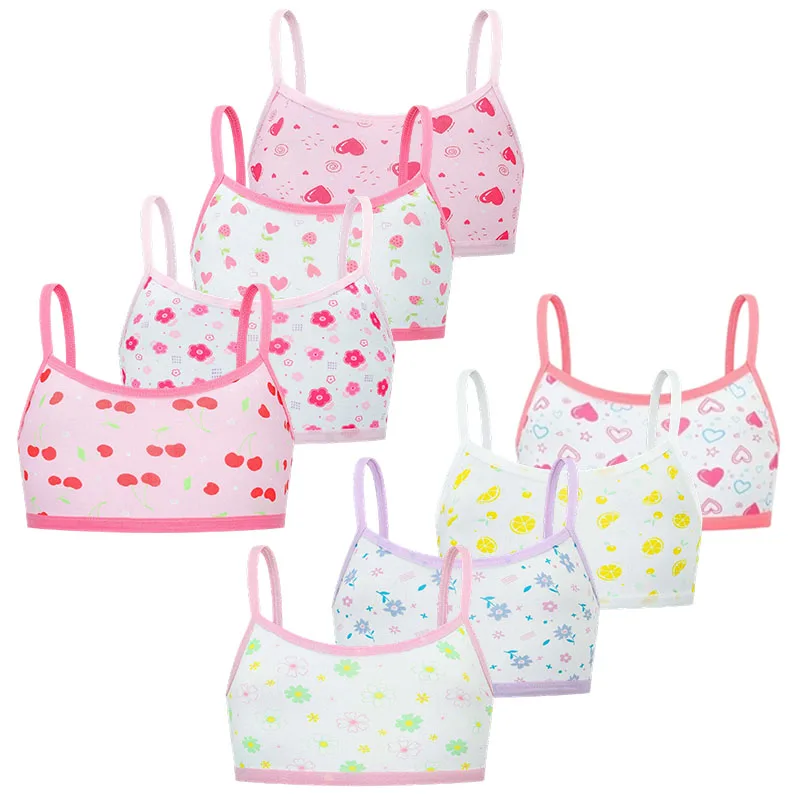 4-Pack Girls Wire-free Training Bars Soft and Supportive Children Vest Style Underwear Breast Care Milk Silk Bra Girl Sports Top