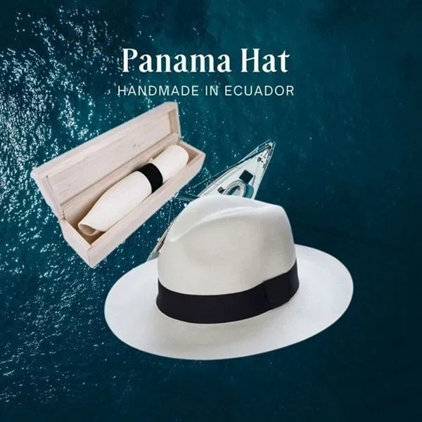 Sombrero de Panamá clásico ajustable hecho a mano, sombreros de sol para mujer y hombre, sombrero de paja de playa para hombres, gorra de protección