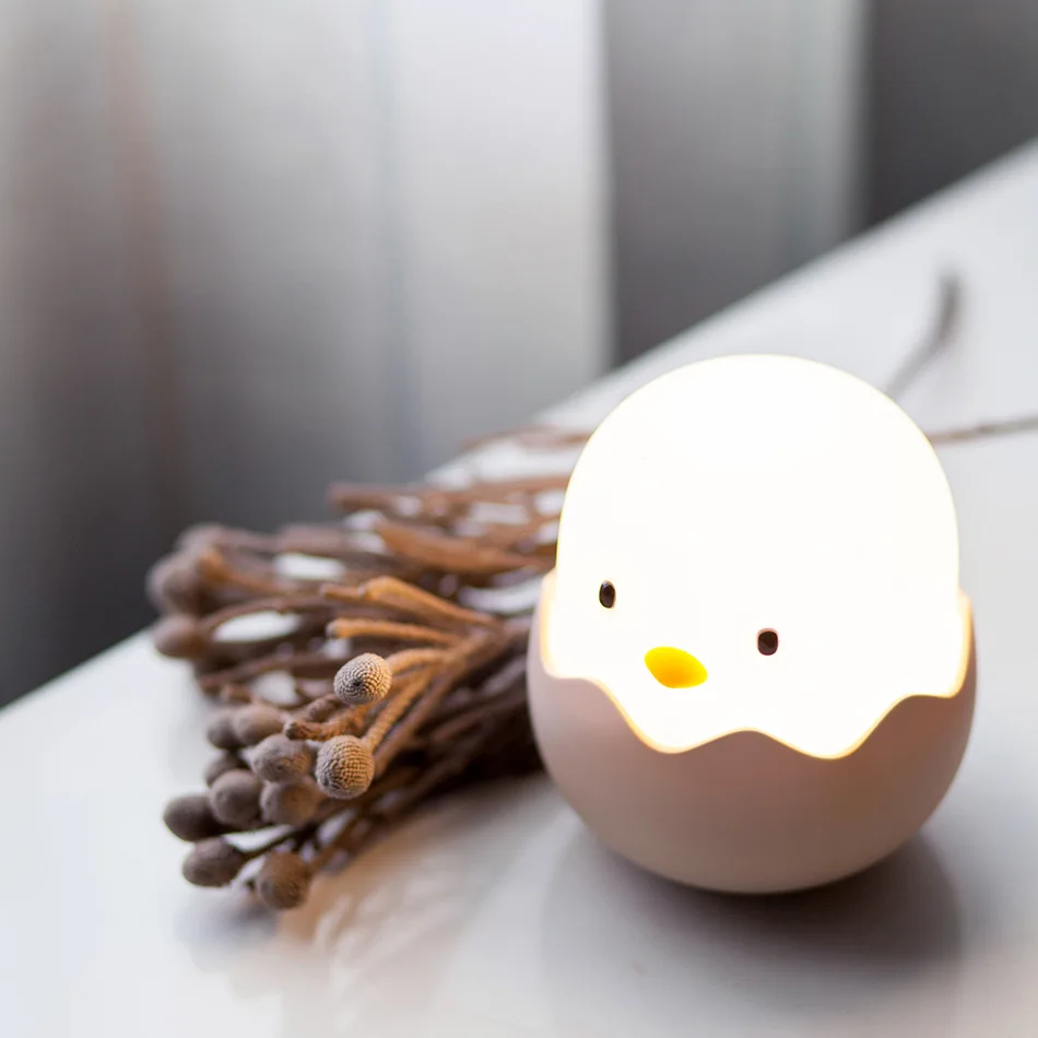 Eggshell chick lamp bedroom energy-saving bedside mini white light led night lamp feeding and charging companion sleeping lamp