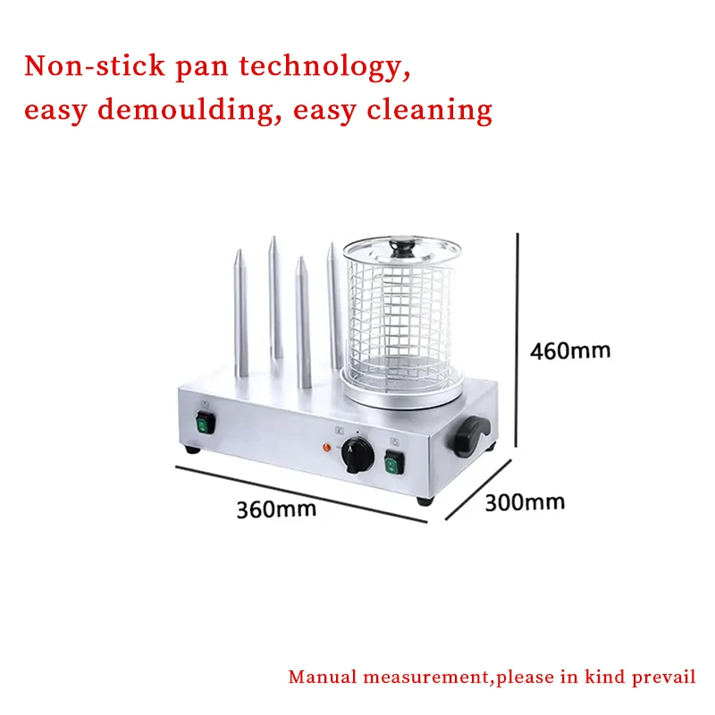 Multifunctional Stainless Steel Electric Hot Dog BBQ Roller 4 Sausage Roaster with Heater for Home and Restaurant Use