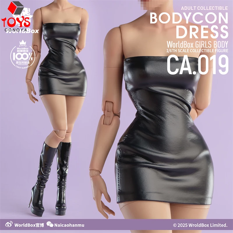Worldbox CA019 1/6 trägerloser, figurbetonter Rock, schwarze Lederstiefel, Set, Kleidung, Modell, passend für 12-Zoll-Soldatin-Actionfigur-Körperpuppen