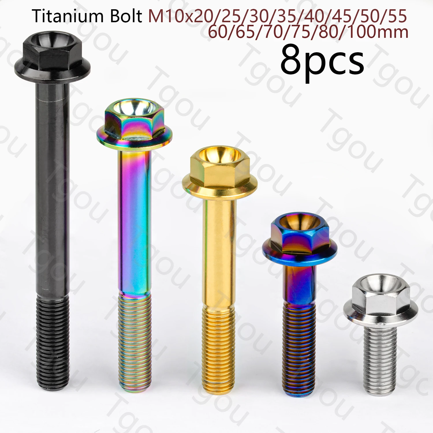 

Tgou Titanium Bolt M10x20 25 30 35 40 45 55 60 65 70 75 80 100mm 1.25 Pitch Hexagon Flange Head Screws for Motorcycle Caliper 8p