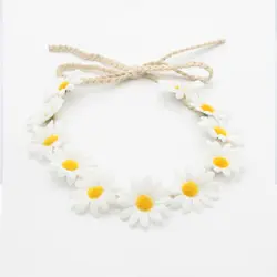 Women Elegant Rose Flower Headband with Adjustable Ribbon Wreath Crown Floral Wedding Hair Garland for Activities Party