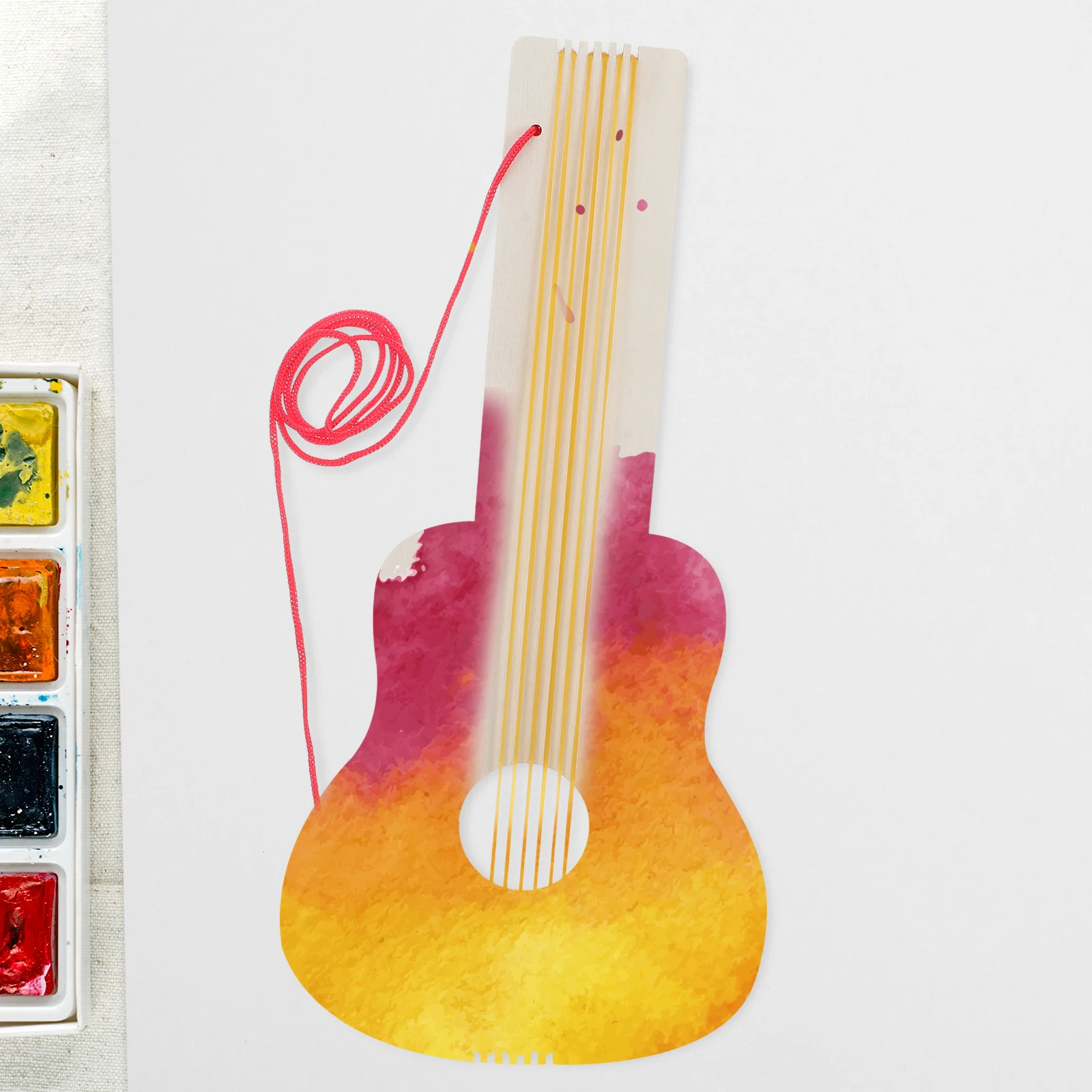 

4 Pcs Kindergarten Wooden Guitar Crafts Cardboard Shapes Manual Beige Diy Guitars