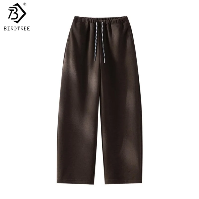 

Прямые брюки из смесовой шерсти Birdtree, женские брюки для поездок на работу, с карманом, эластичной резинкой на талии, осенние брюки на шнурке 2025 P5D014JF