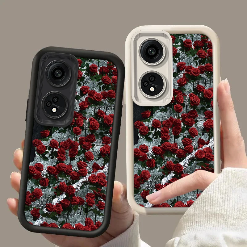 Luxury Rose Flower Silicone Phone Case On For Oppo Reno8T Reno 8T 4G 5G Reno8 T Camera Protetive Back Cover