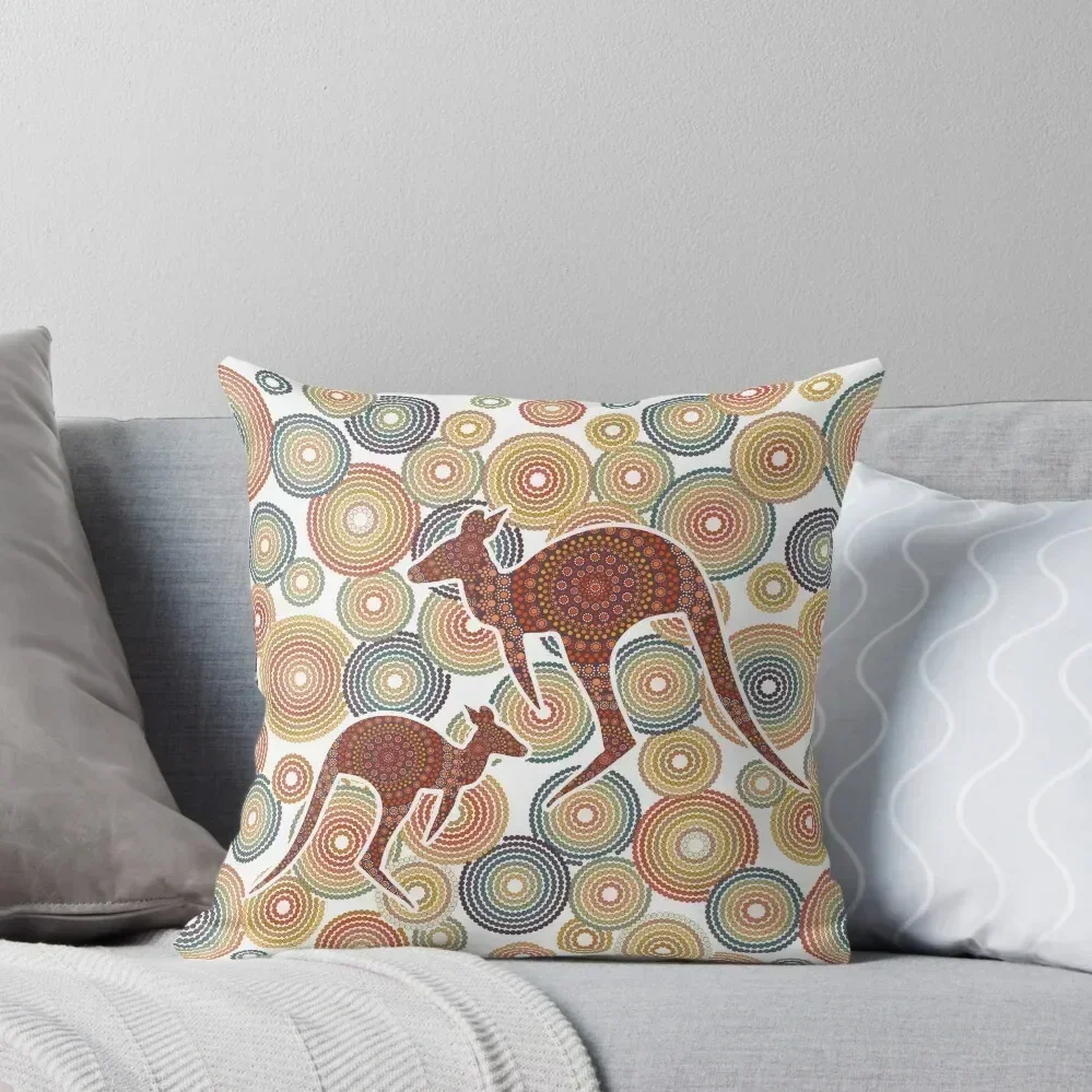 

Aboriginal Art Aborigine Australian Indigenous aboriginal Flag autochthon Bigambul Dots Circle Autumn blue orange K Throw Pillow