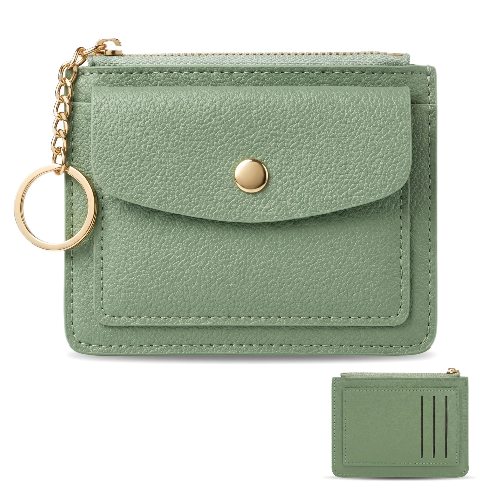Pomelo Best Ultra Thin Kartenetui für Damen, minimalistisches, schlankes Portemonnaie mit Schlüsselanhänger, leichtes Portemonnaie-Etui