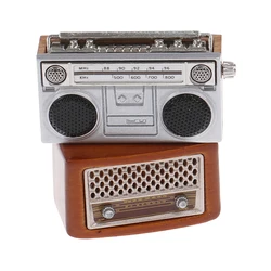 New Arrival 1:12 Dollhouse Miniature Old-Fashion Nostalgic Radio Metal Retro Radio Model Player Toy Doll Furniture Accessories
