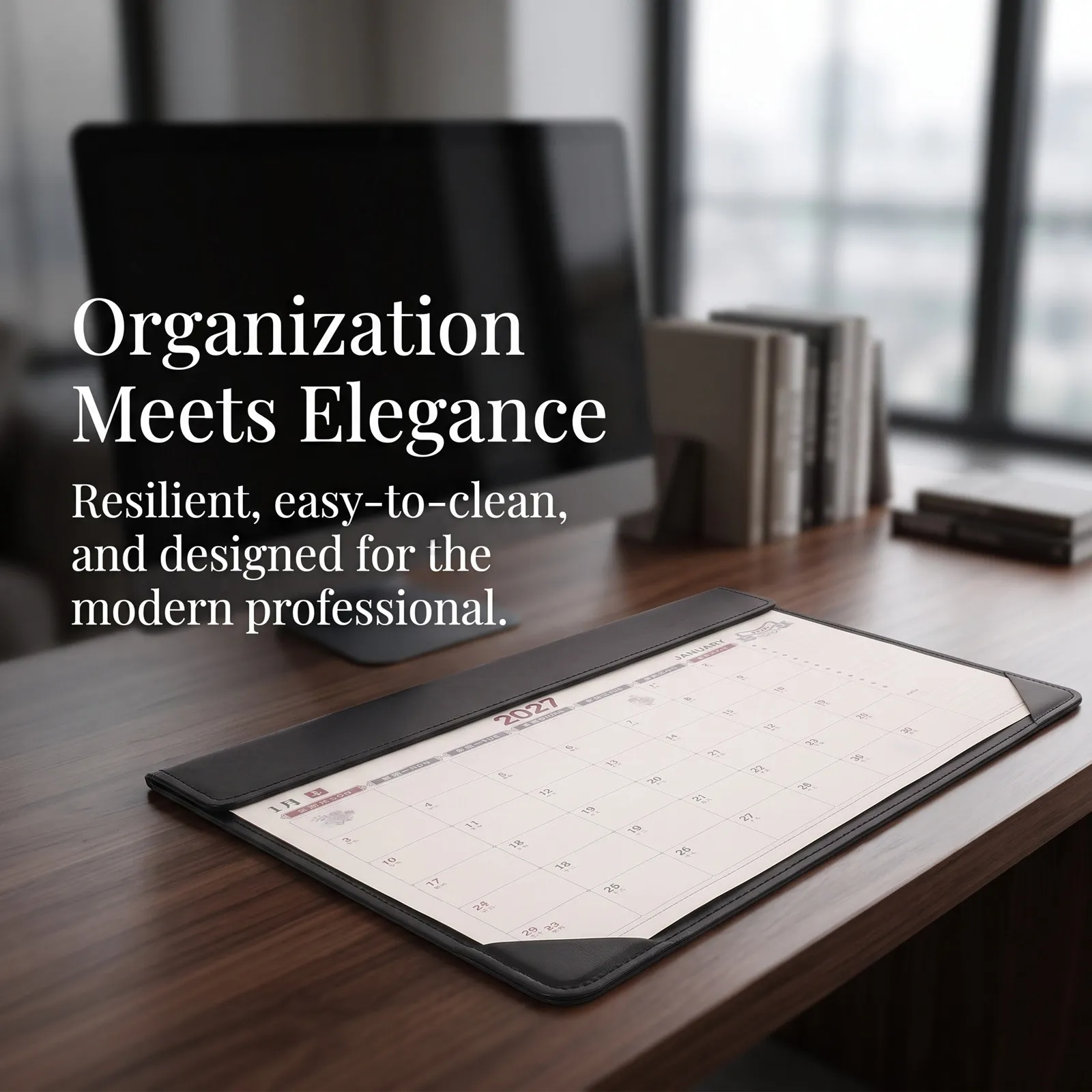 Large PU Desk Mat Calendar 2027 Computer Pad Monthly Organizer Office School Desktop Calendar Mat Blotter