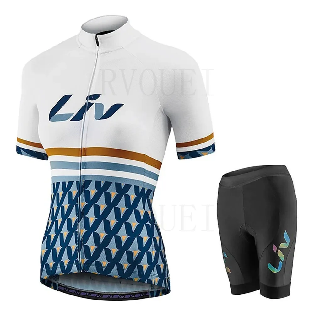 Liv Racing Cycling Jersey Set for Women, Short Sleeve Shirt, Bicycle Clothing, Summer, MTB Maillot Ciclismo, Bike Bib Shorts Set