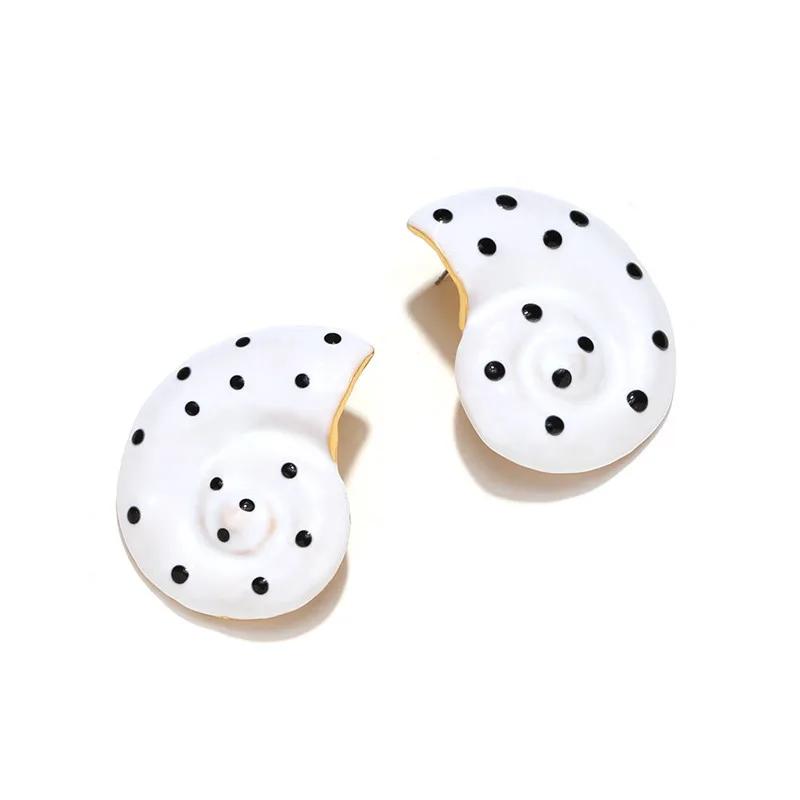 Kshmir Personalized creative metal drop glaze polka dot conch earrings exaggerated vacation women jewelry wholesale adult gift
