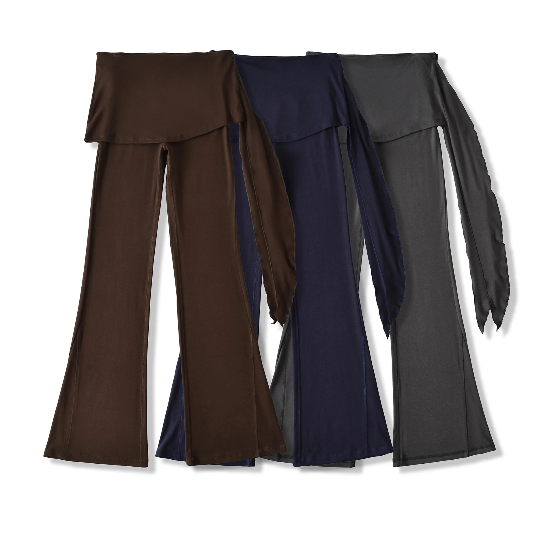 女性用フレアヨガパンツ フェイクツーピースカバーアップスカート ハイウエスト スポーツフィットネス 弾性ピラティストレーニング フレアパンツ 4OUG