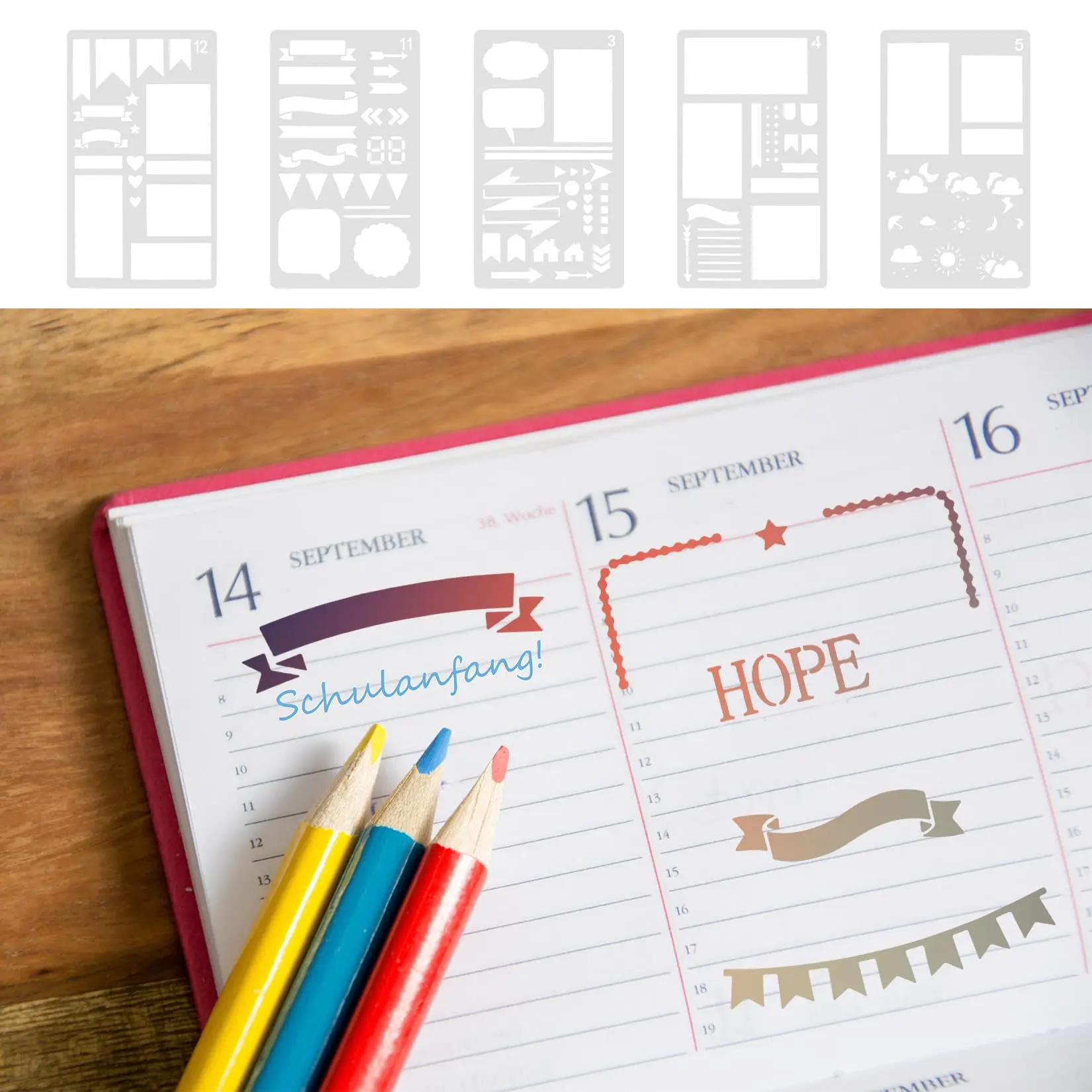 20Pcs Reusable Bullet Stencils Set for Journal, Planner & Scrapbook Decoration image 6