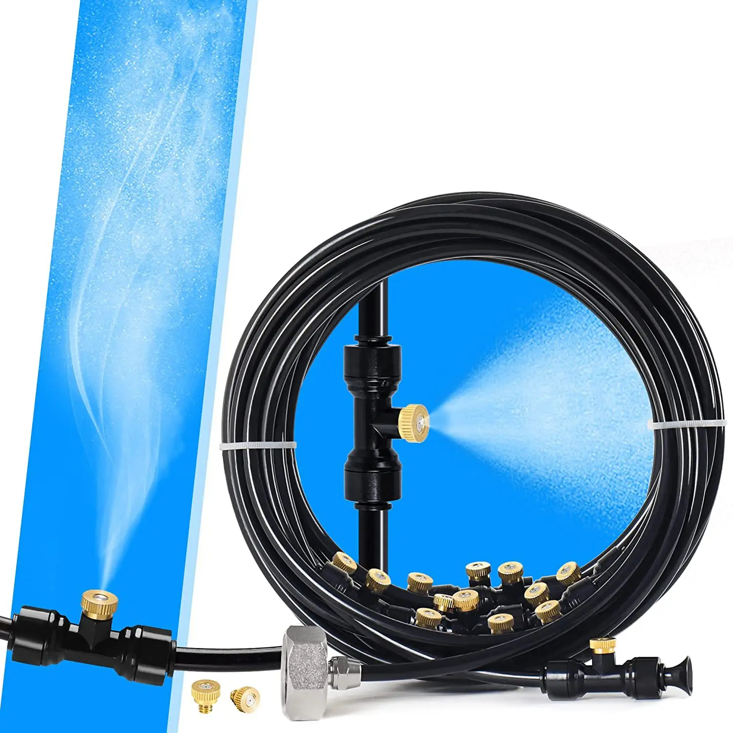 Low Pressure Atomization Cooling Spray Set, Outdoor Garden Equipment for Cooling, Dust Removal, Humidification and Irrigation