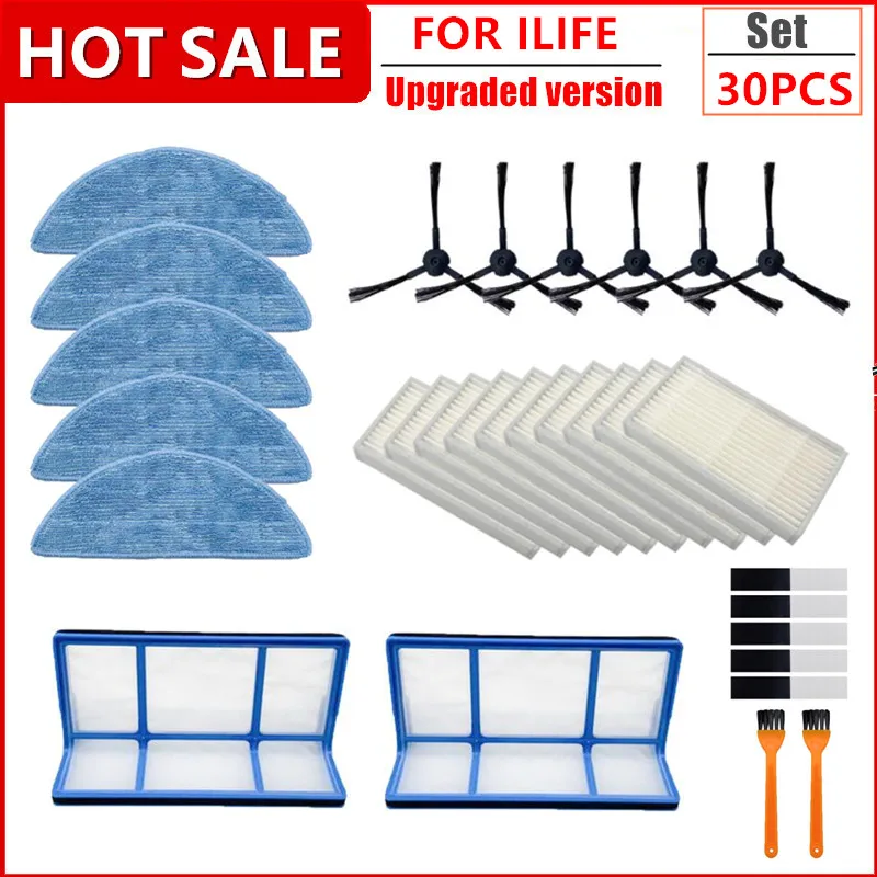 مكنسة كهربائية روبوت أجزاء فرشاة جانبية فلتر الغبار الأساسي ممسحة فلتر Hepa ل ilife v5 v5s V3 V3s v5pro V50 V55 x5 v5s pro