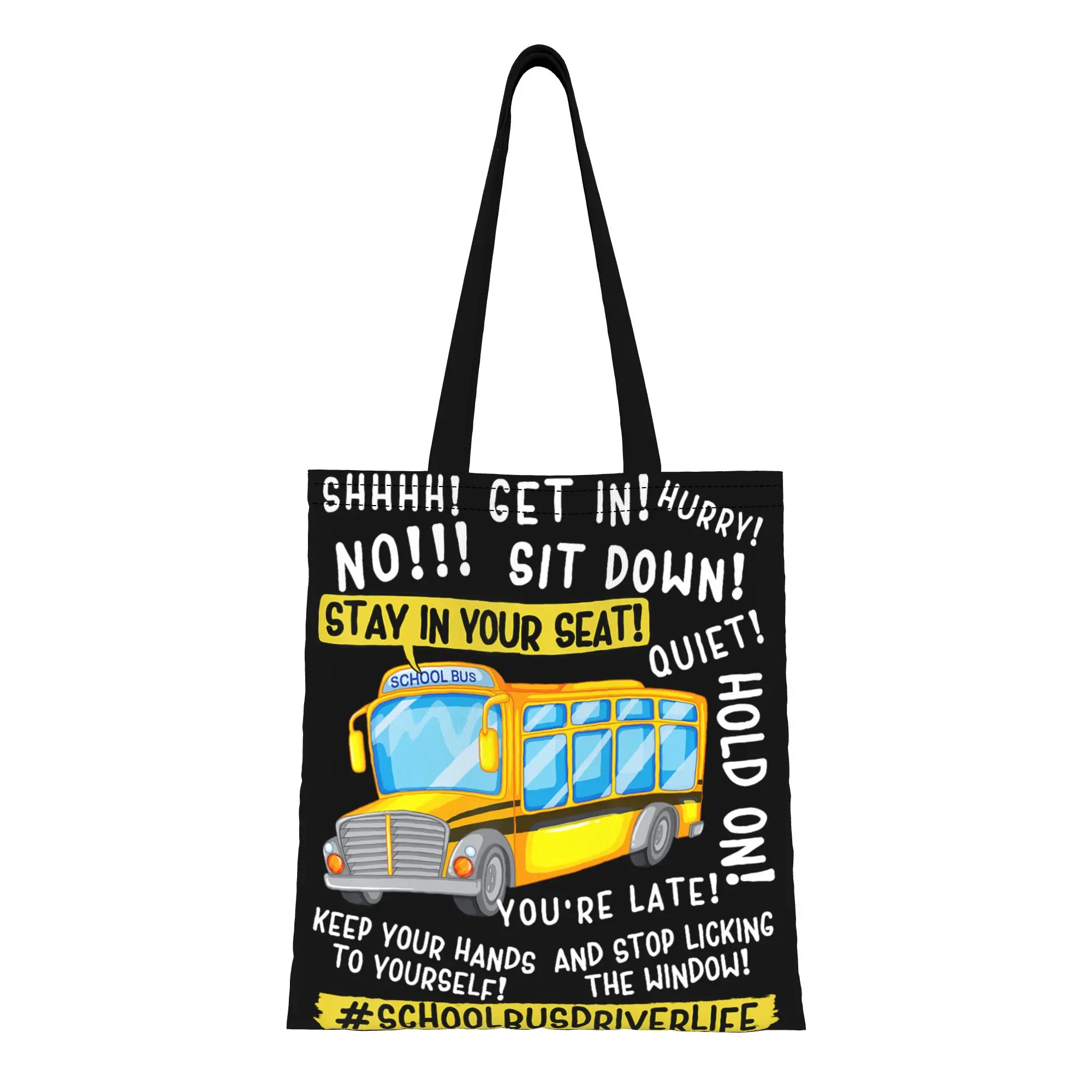 

1PC Last Day of School Canvas Tote Bag School Bus Driver Handbag Outdoor Handbag Trendy Tote