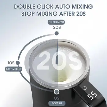 380ML mini elektrický hrnek na kávu s automatickým mícháním IP67 vodotěsný hrnek na kávu bezpečný pro potraviny USB dobíjecí automatický magnetický hrnek na čaj 8 nejlepší prodej velkoobchodní sublimační hrnky - №4