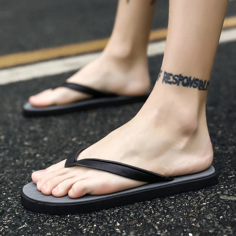 نعل غير قابل للانزلاق ناعم، مريح، جودة عالية، عصري، متين، أحذية شاطئ عديمة الرائحة، أرضيات قلابة، أحذية رجالية صيفية 2025 #4