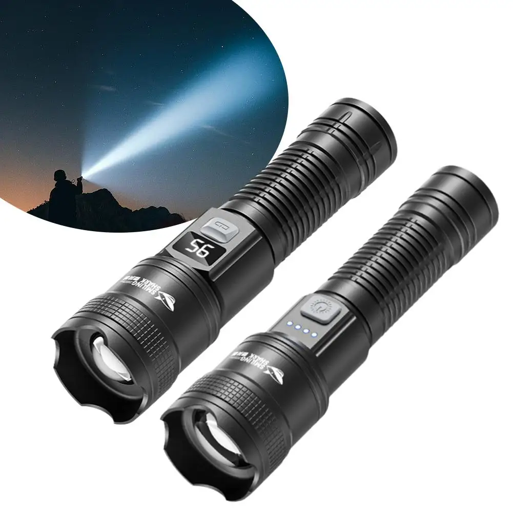 High Power Strong Light Long Range Flashlight 3 Gear High-lighted Super Flashlight Telescopic Torch Zoom Bright Outdoor G1M5