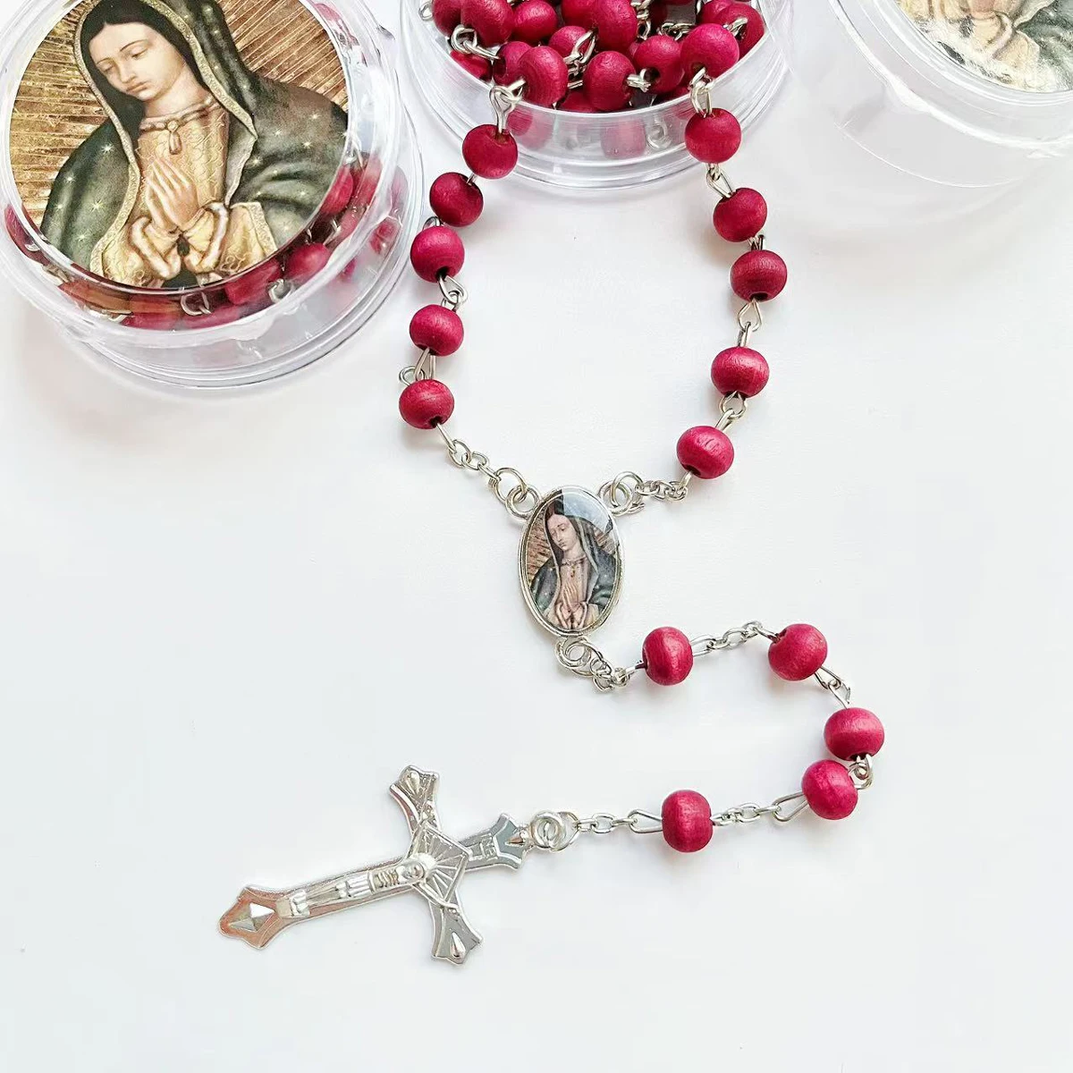 Our Lady of Guadalupe Rose Petal Scented Rosary - 12 Pcs Recurdos De Bautizo Rosario