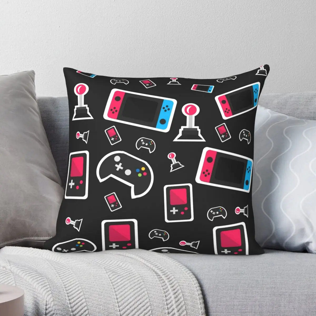 

Games Square Pillowcase Polyester Linen Velvet Creative Zip Decor Throw Pillow Case Sofa Cushion Cover