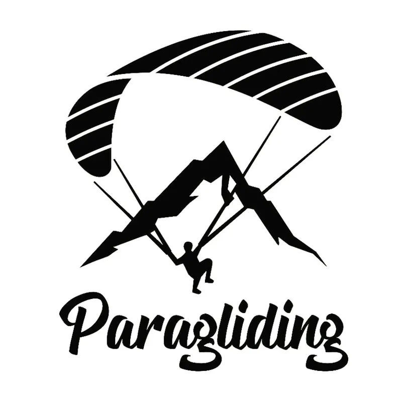 Black/Silver Paraglider Paragliding Extreme Sport Decor Car Sticker Motorcycle Decal 14.3CM*17.3CM