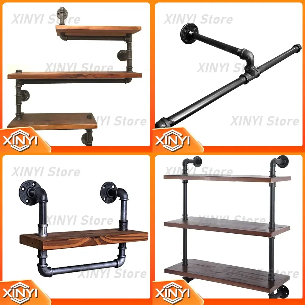 for American rural multifunctional industrial style solid wood wrought iron towel rack hanger shelf coffee table furniture