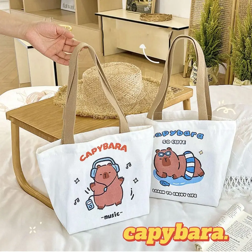 

Casual Large Capacity Capybara Canvas Bag Tote bag School Bag Capybara Shoulder Bag Underarm Bag Capibara Handbag Girls