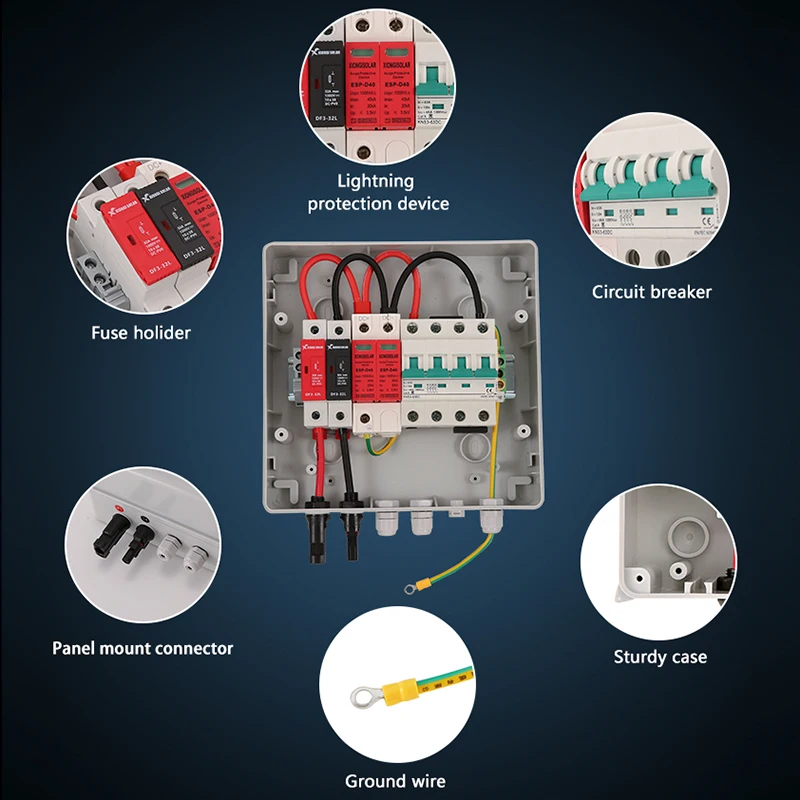 กล่องฟิวส์1อินพุต1-OUT DC 1000V IP65ฟิวส์ MCB SPD กันน้ำ