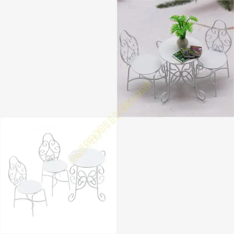 

Small Sturdy Table Chairs Set Dollhouses Furniture for Outdoor Decoration DXAD