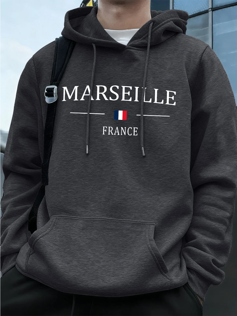 مرسيليا فرنسا العلم الطباعة الرجال هوديي الخريف الصوف الدافئة بلوزات عادية فضفاض جيب ملابس رياضية الملابس الرياضية الذكور #1